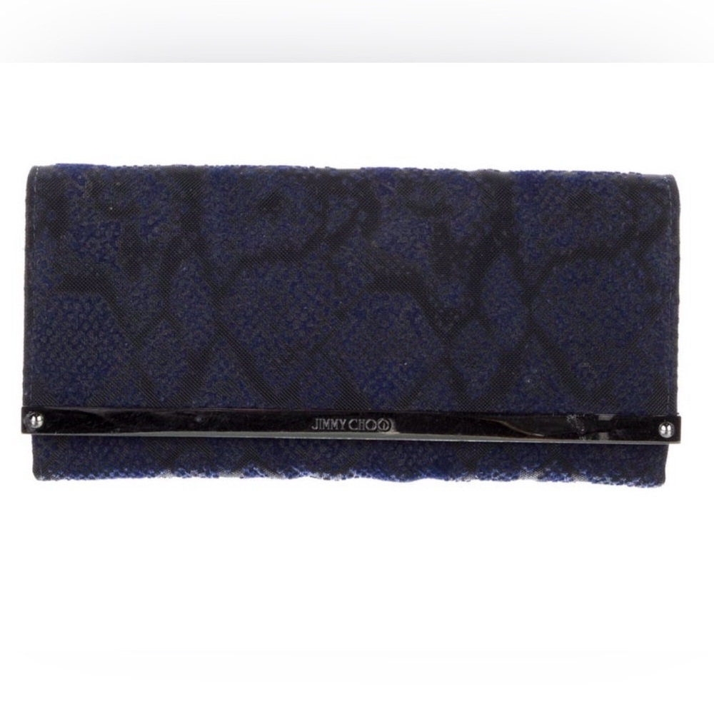 Jimmy Choo Black Canvas Wallet with Silver Accents